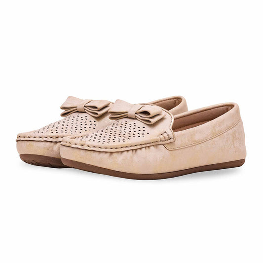 Beige Textured Moccasin